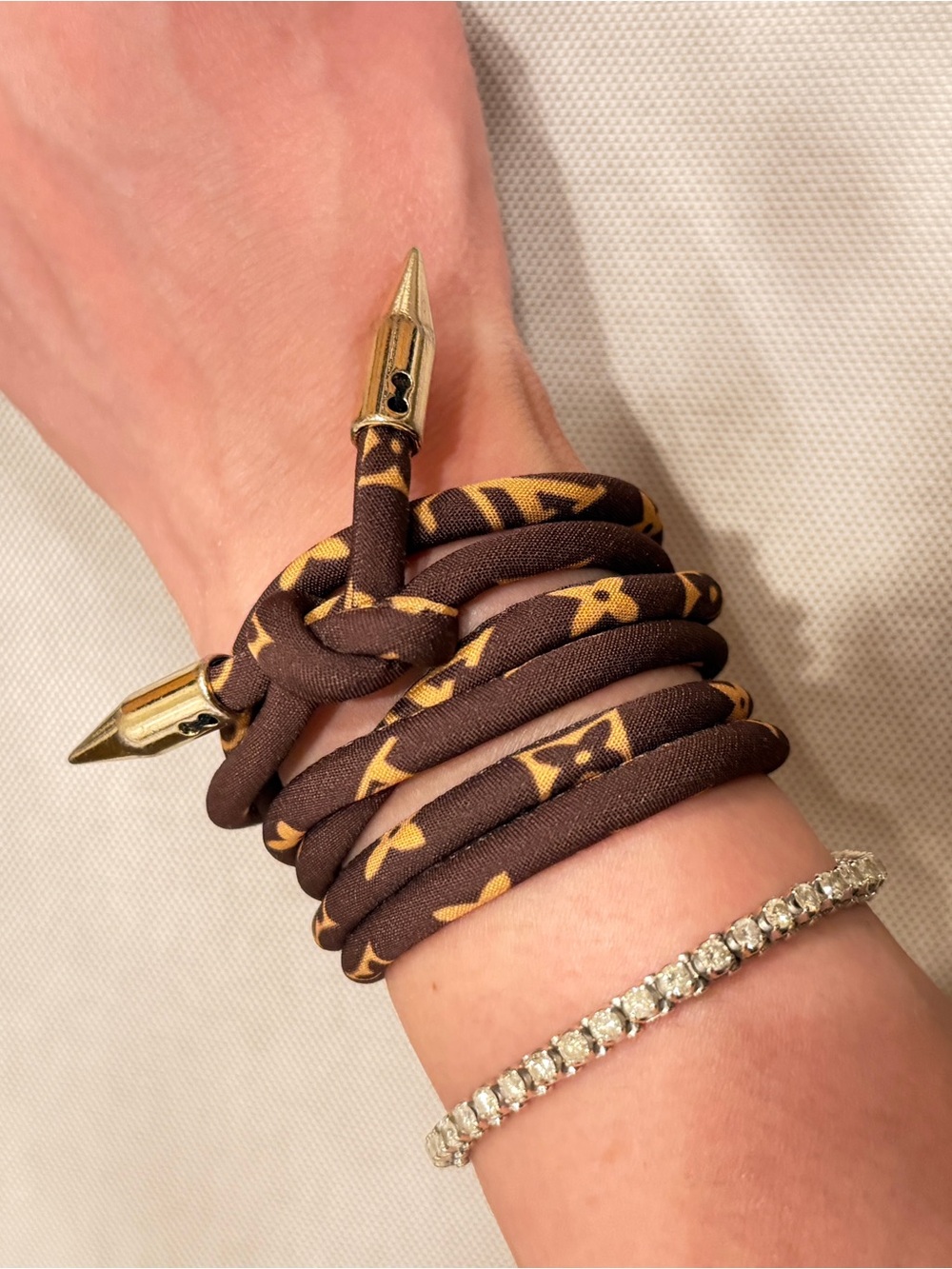 LV Gold-Tone Accent Brown Strap /Bracelet/Belt